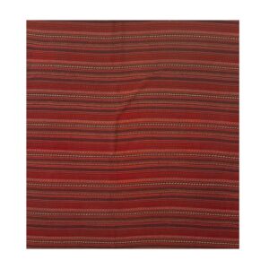 1950s Vintage Square Turkish Decorative Kilim Hand-Woven Wool Rug (6'9" x 6'9") - detail view 6