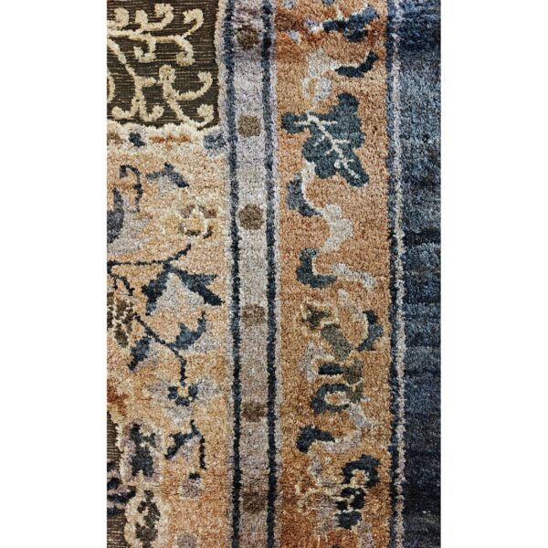 1980s gray cloud band classical motif medallion vintage chinese silk small rug 7 1980s gray cloud band classical motif medallion vintage chinese silk small rug - detail view 6
