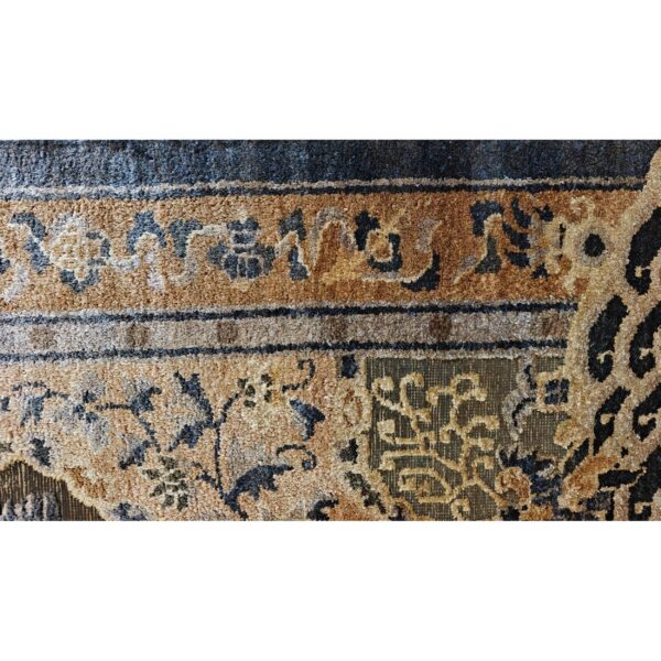 1980s gray cloud band classical motif medallion vintage chinese silk small rug 8 1980s gray cloud band classical motif medallion vintage chinese silk small rug - detail view 7