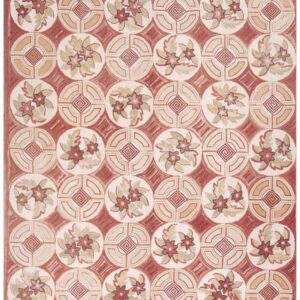 1980s Rose Ground Vintage Classic Continental Design European Needlepoint Rug