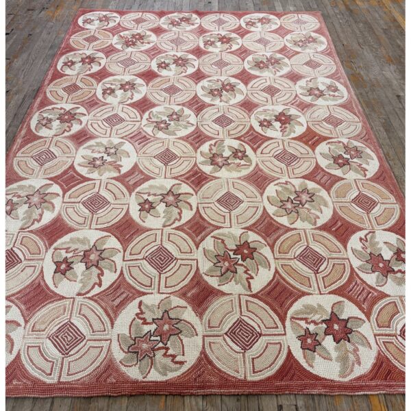 1980s rose ground vintage classic continental design european needlepoint rug 2 1980s rose ground vintage classic continental design european needlepoint rug - detail view 1