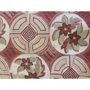 1980s Rose Ground Vintage Classic Continental Design European Needlepoint Rug - detail view 3