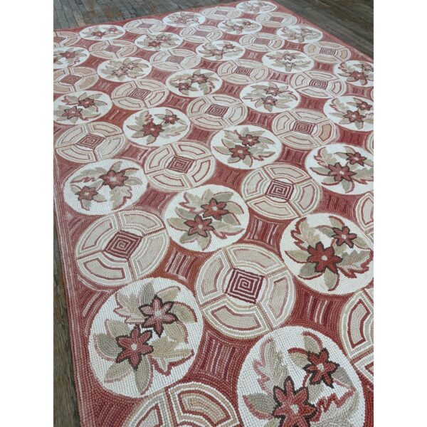 1980s rose ground vintage classic continental design european needlepoint rug 5 1980s rose ground vintage classic continental design european needlepoint rug - detail view 4