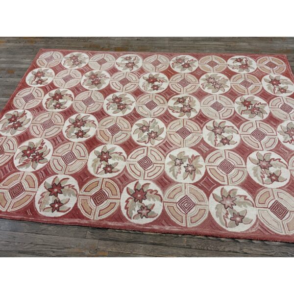 1980s rose ground vintage classic continental design european needlepoint rug 7 1980s rose ground vintage classic continental design european needlepoint rug - detail view 6