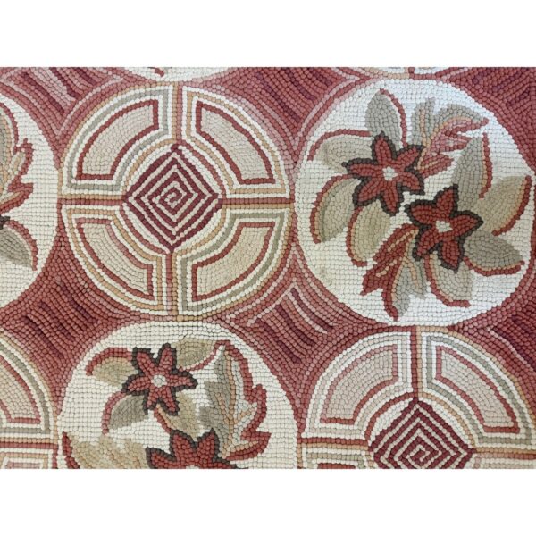 1980s rose ground vintage classic continental design european needlepoint rug 8 1980s rose ground vintage classic continental design european needlepoint rug - detail view 7
