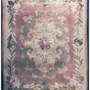 19th Century Floral French Antique European Aubusson Napoleon III Carpet Rug