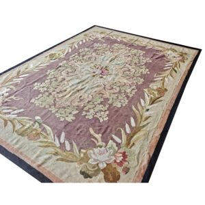 19th Century Floral French Antique European Aubusson Napoleon III Carpet Rug - detail view 1