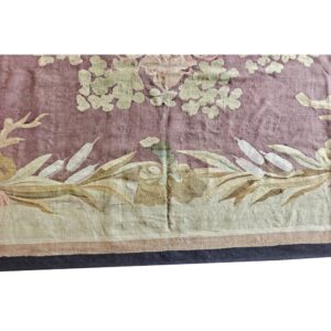19th Century Floral French Antique European Aubusson Napoleon III Carpet Rug - detail view 2