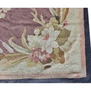 19th Century Floral French Antique European Aubusson Napoleon III Carpet Rug - detail view 4