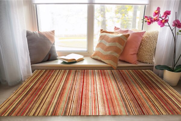 Lush striped red flatweave wool runner rug 2'6 x 8' 2 Lush striped red flatweave wool runner rug 2'6 x 8' - image 2