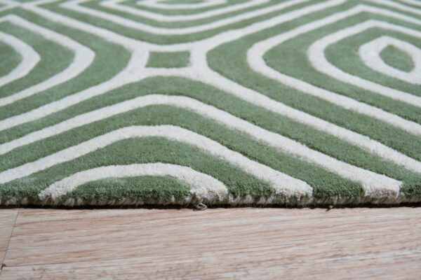 Green modern stripes hand tufted wool rug 5 x 8 5 Green modern stripes hand tufted wool rug 5 x 8 - image 5
