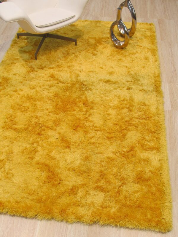 Golden yellow plush shag hand tufted rug 9 x 12 - image 4
