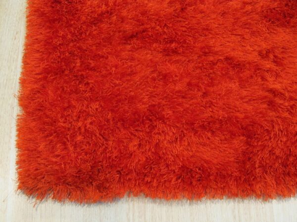 Tangerine orange plush shag hand tufted rug 9 x 12 - image 2