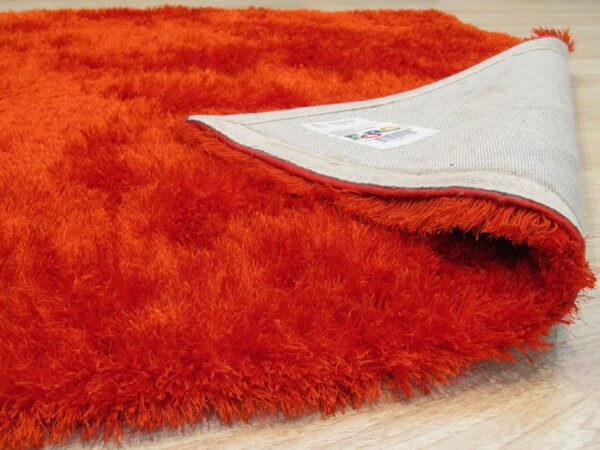 Tangerine orange plush shag hand tufted rug 9 x 12 - image 3