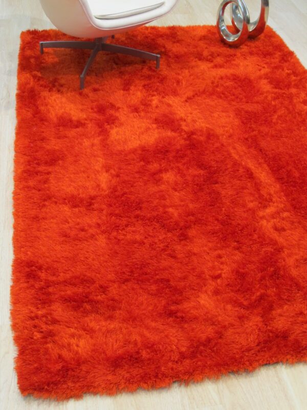 Tangerine orange plush shag hand tufted rug 9 x 12 - image 4