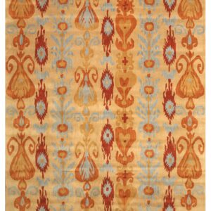 Beige Ikat Hand Tufted Wool Rug 4 x 6