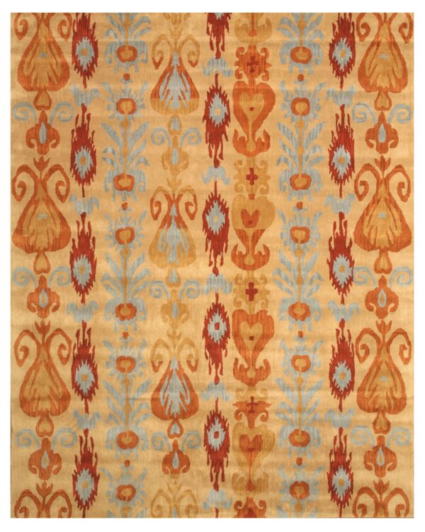 Beige ikat hand tufted wool rug 4 x 6 1 Beige ikat hand tufted wool rug 4 x 6