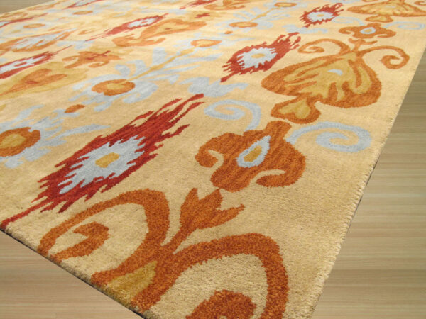 Beige ikat hand tufted wool rug 4 x 6 2 Beige ikat hand tufted wool rug 4 x 6 - image 2
