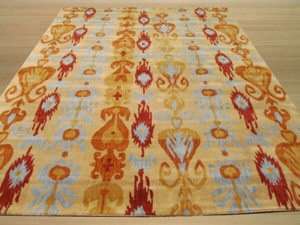 Beige ikat hand tufted wool rug 4 x 6 3 Beige ikat hand tufted wool rug 4 x 6 - image 3