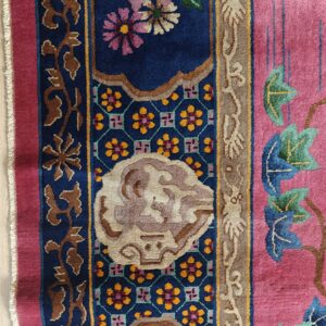 Antique Allover Floral Design Coral Walter Nichols Art Deco Chinese Hand Knotted Rug, detail photo 10, stock number 24739