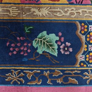 Antique Allover Floral Design Coral Walter Nichols Art Deco Chinese Hand Knotted Rug, detail photo 14, stock number 24739
