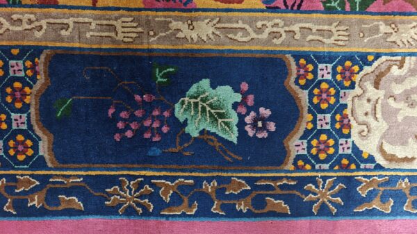 Antique allover floral design coral walter nichols art deco chinese hand knotted rug 25 Antique allover floral design coral walter nichols art deco chinese hand knotted rug, detail photo 14, stock number 24739