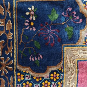 Antique Allover Floral Design Coral Walter Nichols Art Deco Chinese Hand Knotted Rug, detail photo 9, stock number 24739