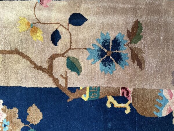 Antique art deco room size wool beige, navy rug 24 Antique art deco room size wool beige, navy rug, detail photo 20, stock number 24061