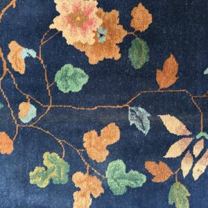 Antique Art Deco Room Size Wool Beige, Navy Rug, detail photo 21, stock number 24061