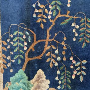 Antique Art Deco Room Size Wool Beige, Navy Rug, detail photo 24, stock number 24061
