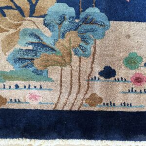 Antique Art Deco Room Size Wool Beige, Navy Rug, detail photo 25, stock number 24061