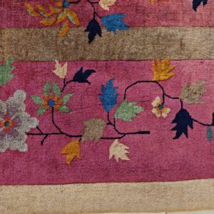 Antique Art Deco Room Size Wool Red Vase Design Rug, detail photo 4, stock number 24660