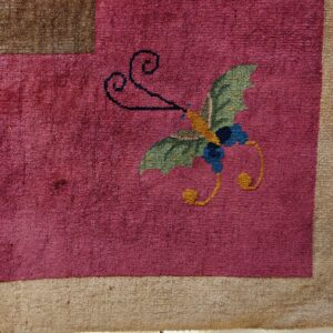 Antique Art Deco Room Size Wool Red Vase Design Rug, detail photo 5, stock number 24660