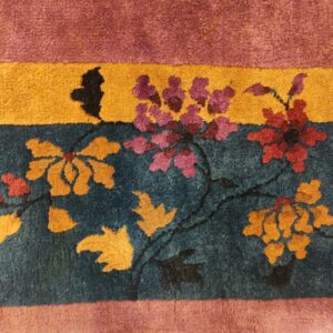 Antique Chinese - Art Deco Chinese Allover Floral Purple 1920s Rug, detail photo 1, stock number 25201