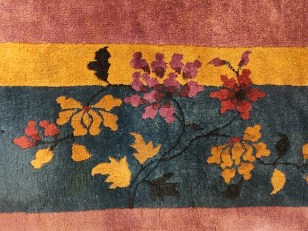 Antique chinese - art deco chinese allover floral purple 1920s rug 7 Antique chinese - art deco chinese allover floral purple 1920s rug, detail photo 1, stock number 25201