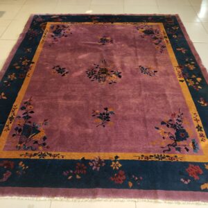 Antique Chinese - Art Deco Chinese Allover Floral Purple 1920s Rug, detail photo 10, stock number 25201