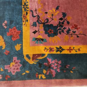 Antique Chinese - Art Deco Chinese Allover Floral Purple 1920s Rug, detail photo 2, stock number 25201