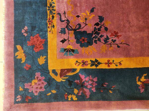 Antique chinese - art deco chinese allover floral purple 1920s rug 8 Antique chinese - art deco chinese allover floral purple 1920s rug, detail photo 2, stock number 25201