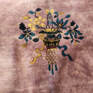 Antique Chinese - Art Deco Chinese Allover Floral Purple 1920s Rug, detail photo 3, stock number 25201