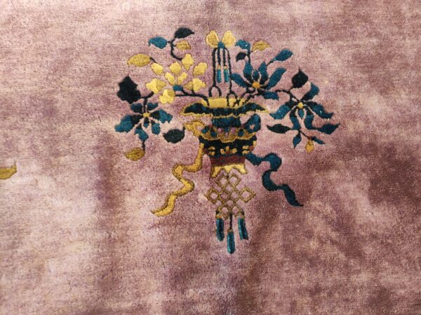 Antique chinese - art deco chinese allover floral purple 1920s rug 9 Antique chinese - art deco chinese allover floral purple 1920s rug, detail photo 3, stock number 25201