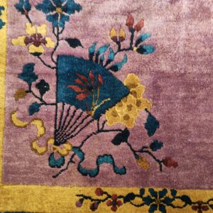 Antique Chinese - Art Deco Chinese Allover Floral Purple 1920s Rug, detail photo 4, stock number 25201
