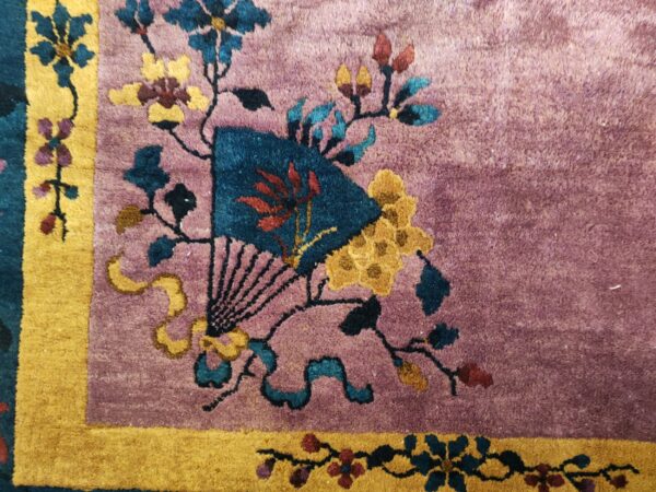 Antique chinese - art deco chinese allover floral purple 1920s rug 10 Antique chinese - art deco chinese allover floral purple 1920s rug, detail photo 4, stock number 25201