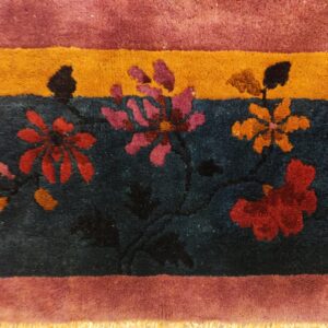 Antique Chinese - Art Deco Chinese Allover Floral Purple 1920s Rug, detail photo 5, stock number 25201