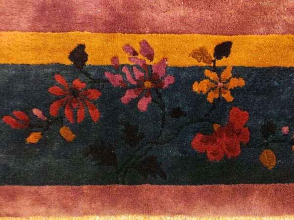 Antique chinese - art deco chinese allover floral purple 1920s rug 11 Antique chinese - art deco chinese allover floral purple 1920s rug, detail photo 5, stock number 25201