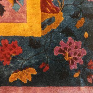 Antique Chinese - Art Deco Chinese Allover Floral Purple 1920s Rug, detail photo 6, stock number 25201