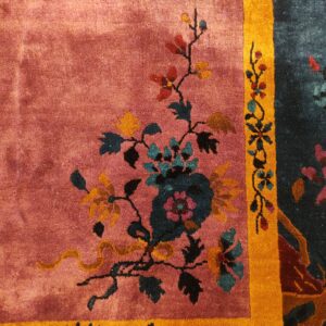 Antique Chinese - Art Deco Chinese Allover Floral Purple 1920s Rug, detail photo 7, stock number 25201