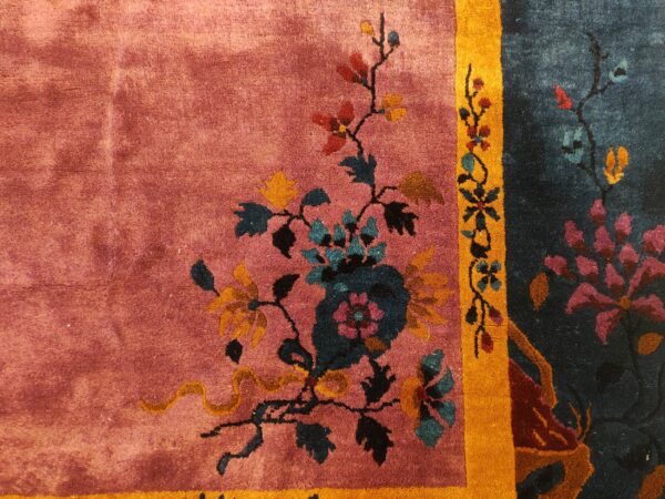 Antique chinese - art deco chinese allover floral purple 1920s rug 13 Antique chinese - art deco chinese allover floral purple 1920s rug, detail photo 7, stock number 25201