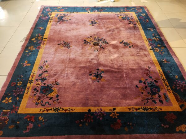 Antique chinese - art deco chinese allover floral purple 1920s rug 14 Antique chinese - art deco chinese allover floral purple 1920s rug, detail photo 8, stock number 25201