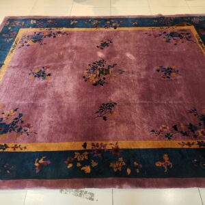 Antique Chinese - Art Deco Chinese Allover Floral Purple 1920s Rug, detail photo 9, stock number 25201