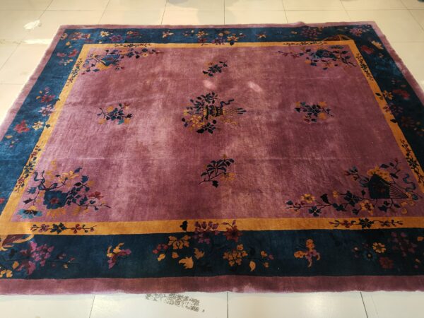 Antique chinese - art deco chinese allover floral purple 1920s rug 15 Antique chinese - art deco chinese allover floral purple 1920s rug, detail photo 9, stock number 25201